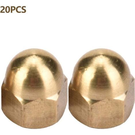 Kit d'écrous borgnes en laiton, tête de dme, ensemble d'écrous hexagonaux, fixations de véhicule (M6, 20 pièces) (1/4)