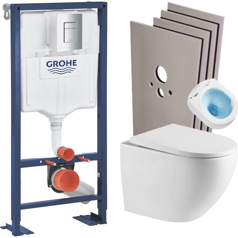 Grohe SOLIDO Pack Bâti-support + WC suspendu + Plaque chrome + Set de montage (AUTOPORTANT-FUSIONTQ-1-SABO) (1/5)