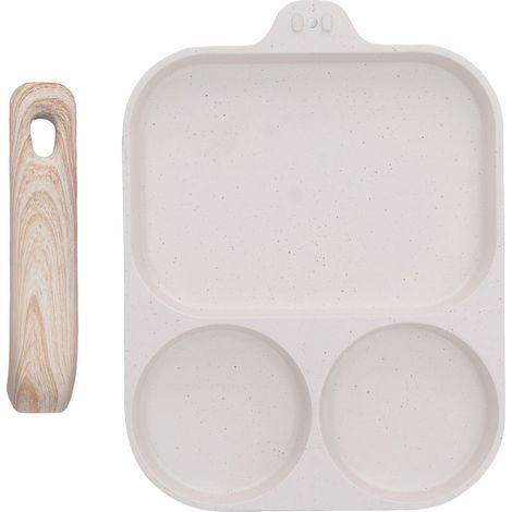 Poêle à œufs antiadhésive, poêle à frire les œufs, poêle à griller carrée à 3 compartiments pour le petit-déjeuner, compatible avec les plaques à gaz et à induction, format surdimensionné 40 x 19 cm (1/5)
