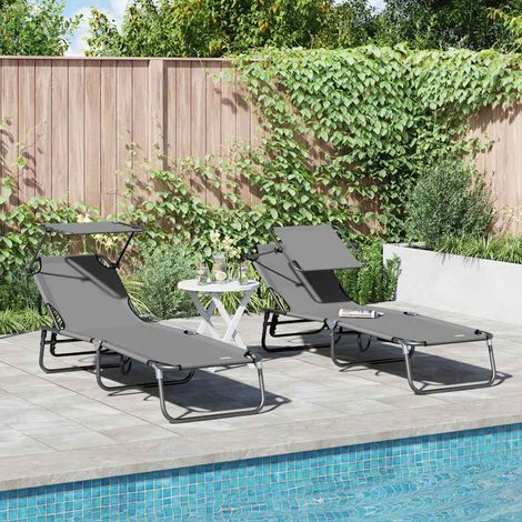 Klappbare Sonnenliege 2 pcs Grau 190 x 57 x 81 cm Oxford
