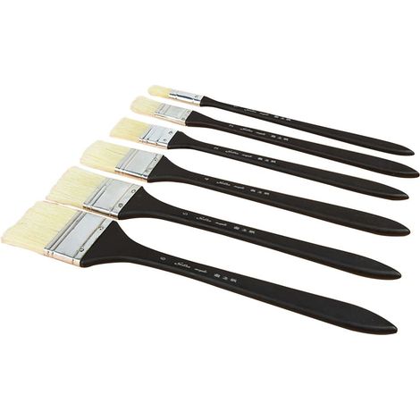 Lot de 6 pinceaux de peinture pour murs et plafonds avec têtes de pinceau à poils pour le travail du bois, la clôture, le châssis, kit de pinceaux pour architectes (1/5)