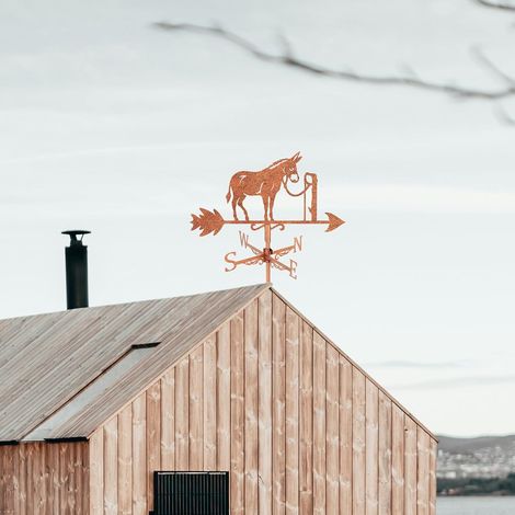 Outdoor Garden Weathervane Donkey Roof Weathervane Animal Donkey Weathervanes Attached Donkey Weathervane Roof Outdoor Ornament Iron Roof Farmhouse Yard Home Decor Garden Outdoor (1/5)