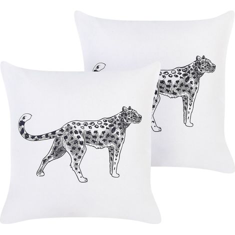 Dekokissen 2er Set MARULA Baumwolle 45 x 45 cm Weiß Tiermuster