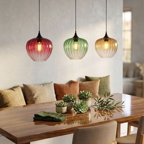 Suspension LED pour salon, 3 ampoules, métal noir, H 150 cm (1/5)