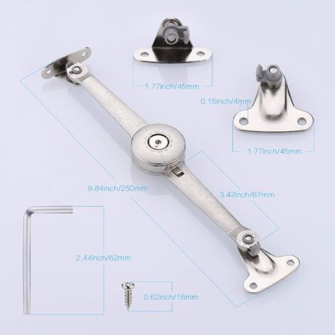 Cerniera di supporto per mobili in 2 pezzi – Finitura nichel satinato – Portata 18 kg – Angolo di apertura regolabile da 75° a 105° – Viti di installazione incluse (1/4)