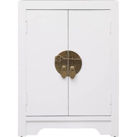 Maison Exclusive - Comodino Bianco 38x28x52 cm in Legno di Paulownia (1/5)
