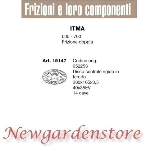 Disco ferodo 15147 trattore ITMA 600 700 frizione doppia 40x35 14 cave 280x165