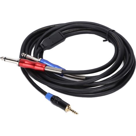 Câble de connexion audio 3.5mm à double jack 6.35mm mono, longueur 3 m, pour instruments et matériel sonore