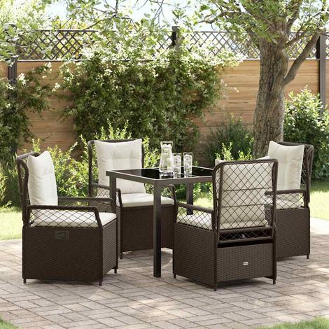 Garten Essgruppe 5 pcs Braun Poly-Rattan (1/5)