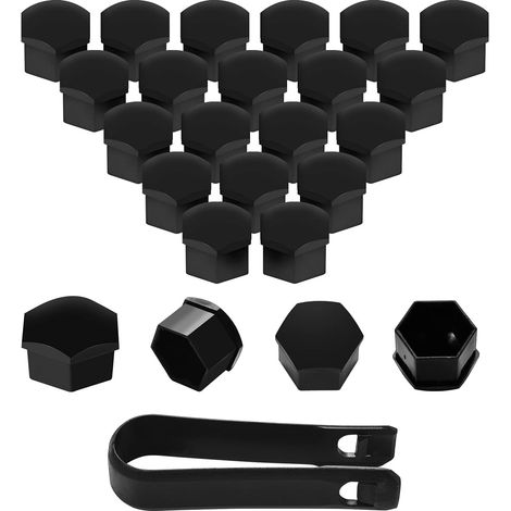 LaBlanc - 20 Pièces Cache Ecrou 17 mm Capuchons Protection Hexagonal Plastique Protecteurs Boulon Ecrou Couvre pour Ecrous de Roue avec Outil Demontage pour Voitures,Ne Convient Pas pour Q7