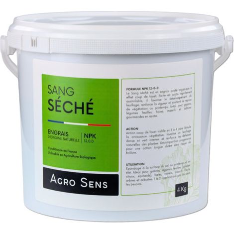 Sang séché - Engrais azoté, coup de fouet - Seau 4 kg