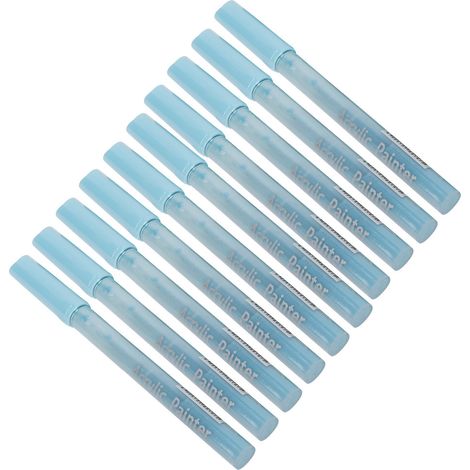 Lot de 10 marqueurs acryliques 1100M, stylos aquarelle non toxiques, adaptés à la peinture DIY sur roche, pierre, céramique, verre, bois, toile (bleu ciel). (1/5)
