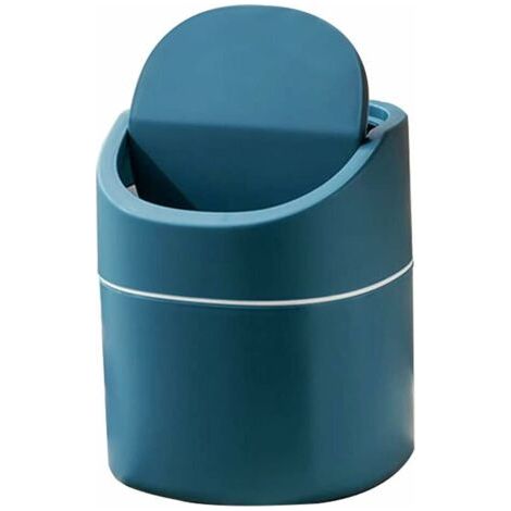 Petite Poubelle De Table, Mini Poubelle De Bureau Cuisine, Pour La Vanité De Salle De Bain, Le Bureau, - Jetez Les Ronds De Coton, Les éPonges De Maquillage, 2 Litres (Bleu) (1/5)