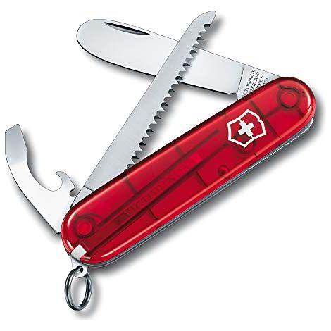 Victorinox 0.2373.T My First Victorinox Coltellino Svizzero Multiuso 9 Funzioni Lama con Punta Arrotondata Materiale ABS-Celidor colore Rosso (1/4)