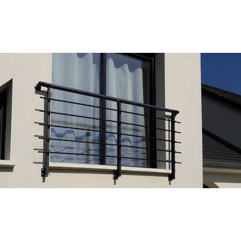 Garde Corps en Aluminium modèle NICE à 5 lisses - Pack de 2 mL - Finition RAL9005 Sablé