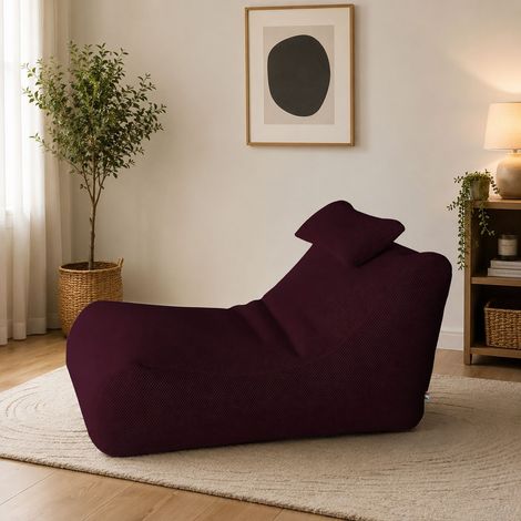 Dmora - Pouf Abuli, Poltrona multiuso, Poltroncina sacco, Pouf poggiapiedi, Made in Italy, 70x120 h65 cm, Bordeaux (1/5)