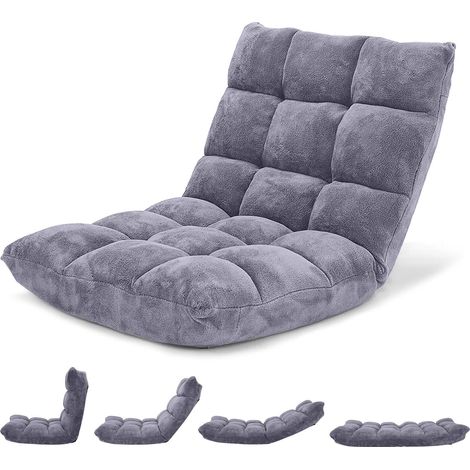 14 Position Adjustable Floor Chair Padded Gaming Sofa Recliner Lounger with Back (1/5)