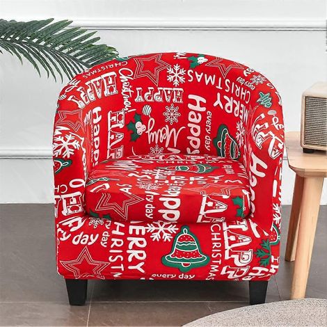 Housse de chaise de Noël pour fauteuils, housse extensible élégante et anti-poussière, housse de canapé 2 pièces, housses de protection amovibles et lavables (rouge A) (1/5)