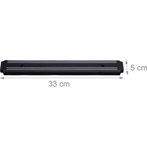Barre magnétique de rangement pour cuisine ou garage fixation murale 60 x 5 x 5 cm en métal noir