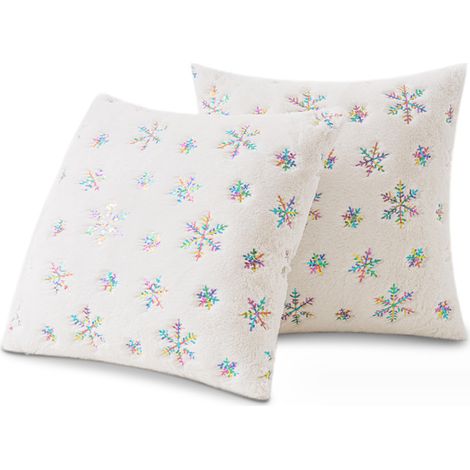 Funda De Cojín Navideña - Adorno De Copos De Nieve Con Lentejuelas - Para Sofá Cama Silla Coche - 45 X 45 Cm - Pack De 2 (1/5)
