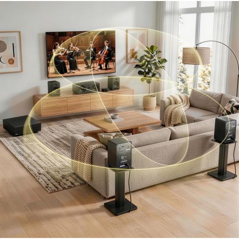 5.1 Heimkinosystem Dolby Atmos kabellos Schwarz OKMYHOME (1/3)