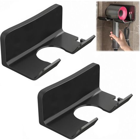 Support Sèche-Cheveux - Sans Perçage - Diamètre Intérieur 5,3 Cm - Pour Salle De Bain Et Salon De Coiffure - 2 Pièces (1/5)