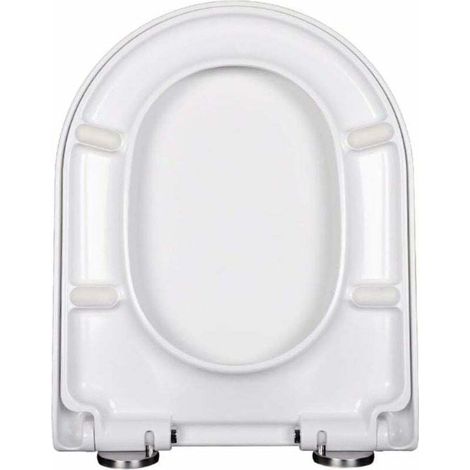 Sedile WC a V e U con chiusura ammortizzata e facile da pulire, bianco con pulsante di sgancio rapido (U)