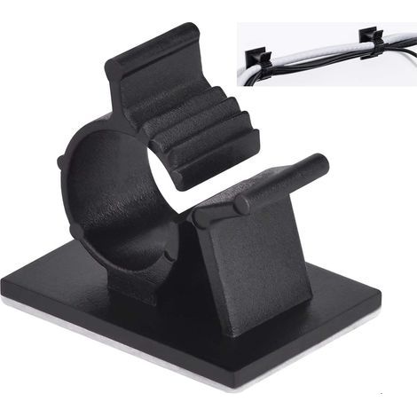 Clips de Câble Adhésif Réglable pour Gestion de Câble à Fibre Optique, Attache Fil et le Cordon dans la Maison ou le Bureau, Noir (Lot de 60)
