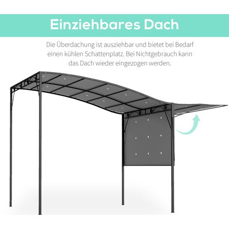 Pavillon de jardin pliable avec auvent latéral, imperméable, 3 x 2,5 m, gris anthracite (1/4)