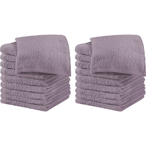 Set 18 Pezzi Lavette Asciugamani Viso Mani 100% Cotone 490 Gsm 30x30 Cm Bagno Bidet Vari Colori Morbide Assorbenti Asciugamano Spugna Ospite Prugna - 30x30 cm