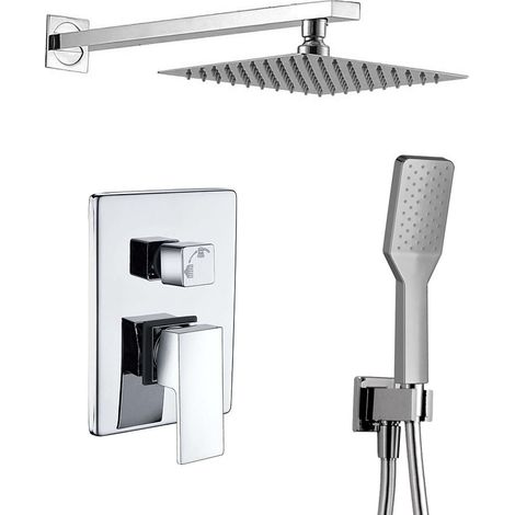 Kibath Grifo Empotrado de Ducha equipo de pared monomando CHE cuadrado acabado CROMO brillo fabricado en latón (1/5)
