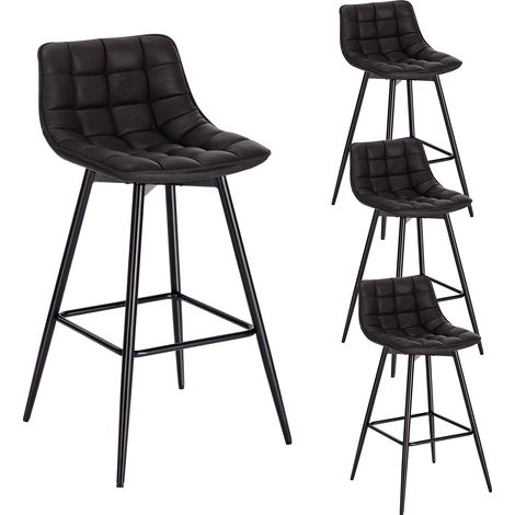 WOLTU Barhocker 4er Set, Tresenhocker Bistrohocker mit Rückenlehne Fußstütze, Barstuhl Küchenstuhl, aus Kunstleder Metallbeine, Anthrazit (1/5)