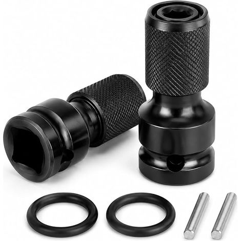2Pcs 1/2" Square To 1/4" Hex Socket Adapters Impact Converter Quick Release For Impact Driver, Ratchet Wrench, Drill And Screwdriver Bit Holder (1/5)