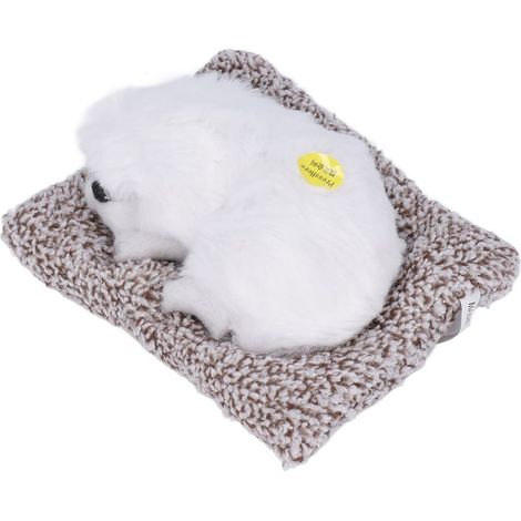 Jouet représentant un pékinois blanc endormi, décoration et cadeau pour enfants, convient aux garçons et aux filles. (1/5)