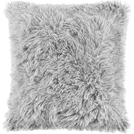 Housse de coussin (40 x 40 cm) grise, fausse fourrure (1 pièce)