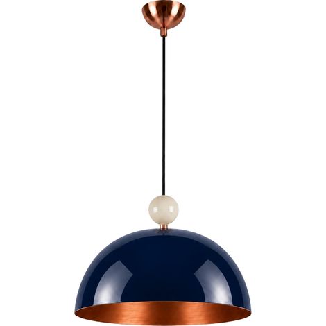 Lampe suspendue en métal "Bubble" - 40 x 40 cm - Bleu Marine (1/4)