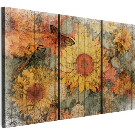 Quadro su tela italiana 90 x 60 cm trittico - stile vintage - natura Quadro su tela italiana 120 x 80 cm trittico - stile vintage - natura (1/5)