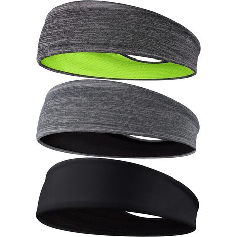 Fasce per capelli da uomo, set da 3 fasce per capelli da uomo, fasce assorbenti per sport, corsa, fitness, yoga e ciclismo, traspiranti e antiscivolo
