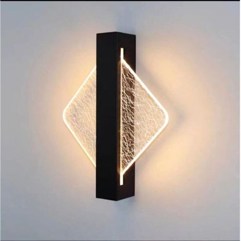 Applique Murale LED Carré Noir avec Fil argenté Applique murale LED acrylique, lampe murale d'intérieur, design moderne, blanc chaud, décoration, lampe de chevet 8W (1/3)