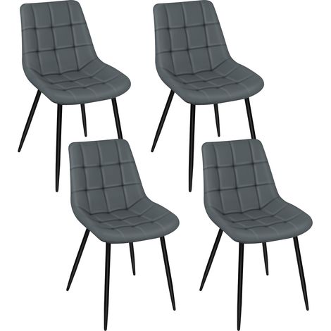 Lot de 4 Chaises de Salle à Manger en Simili Cuir Chaises de cuisine tapissées gris foncé (1/5)