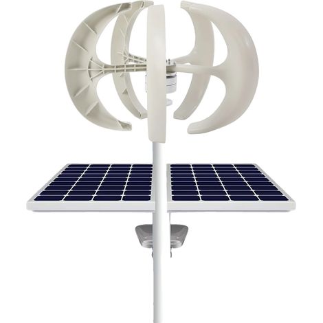 Generador de turbina eólica, diseño tipo linterna, potencia de salida de 600 W, color blanco, 12 V, 5 aspas. (1/2)