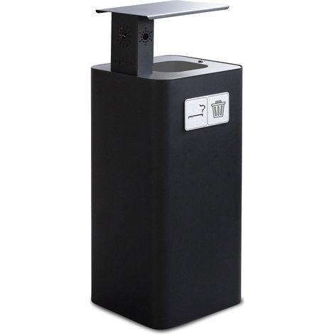 Pattumiera Per Raccolta Rifiuti 38x38xh102 cm In Acciaio Verniciato con Coperchio Basculante Nero (1/2)