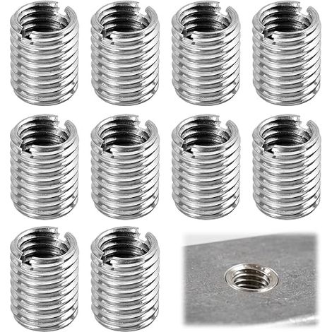 Lot de 10 inserts filetés M12 vers M10 - Douille filetée en acier inoxydable de 15 mm - Adaptateur de filetage - Douille de réduction - Écrou à visser M12 vers M10 - Kit de réduction de filetage (1/5)