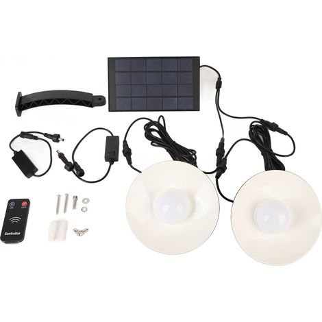 Ortviai Lampadaire Solaire Extérieure 2 Têtes avec Télécommande Infrarouge, IP65, Blanc Chaud, pour Jardin et Terrasse (1/5)