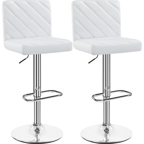 Yaheetech Set 2 Sgabelli Bar Alti Cucina Moderni Design Altezza Regolabile in Similpelle con Schienale Poggiapiedi Girevole 360° da Penisola Bianchi (1/5)