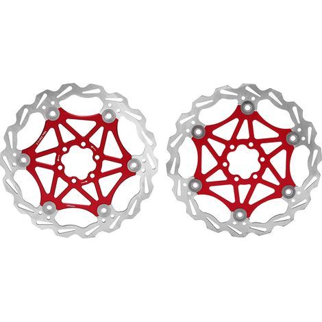 Disque de frein flottant 160/180/203mm pour VTT - Plaquettes de frein vélo accessoires cyclisme (Rouge 180mm)