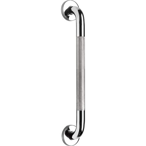 Croydex Stainless Steel Grab Bar Hand Rail, Anti-Slip Grip Shower Handle, 450mm (1/2)