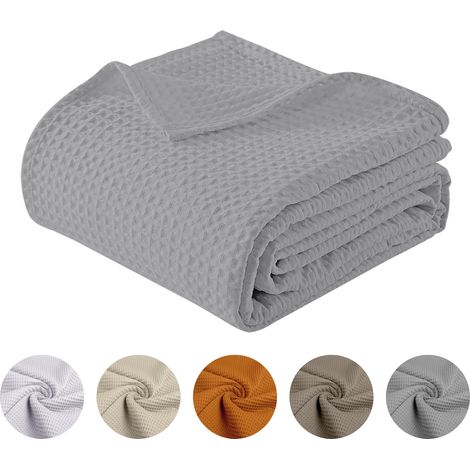 Copriletto Nido D'ape Singolo Piazza Mezza Matrimoniale 100% Cotone Tinta Unita Prodotto Italiano Waffle Coperta Estiva Leggera Letto Divano Elegante Grigio - Singola175x280Cm (1/4)