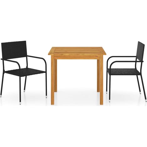Juego de comedor para jardín 3 piezas negro vidaXL (1/5)