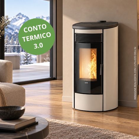 Stufa a pellet canalizzata Klover Omega 120S da 12,5 kW avorio (1/5)